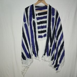 Windsmoor Blue And Black Striped Lightweight Scarf